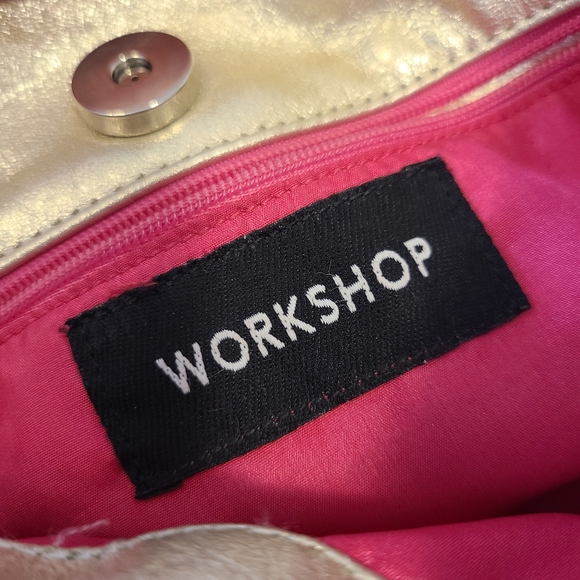 🔥Workshop gold leather ruffle handbag - Picture 2 of 7